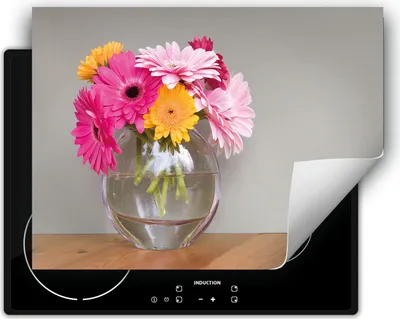 Produktbild von DarHaus Herdabdeckplatte 80x52 cm Anti Rutsch Matte Aufrollbar, Blumenstrauß