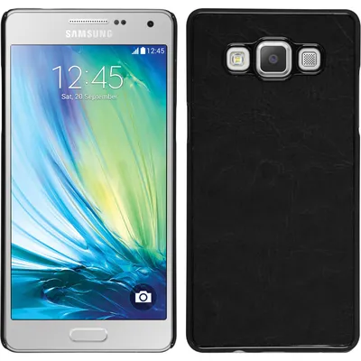 Produktbild von PhoneNatic Case kompatibel mit Samsung Galaxy A7 (A700) - Hülle schwarz Lederoptik Hard-case + 2 Schutzfolien