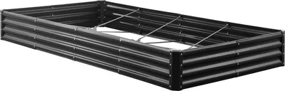 Zdjęcie produktu dla Metalowa podwyższona grządka ogrodowa, 2,4 x 1,2 x 0,3 m, ogrodowa skrzynka na kwiaty z galvalume do użytku na zewnątrz, otwarta konstrukcja dna, duża podwyższona grządka do uprawy warzyw, kwiatów, ziół i sukulentów, ciemnoszara