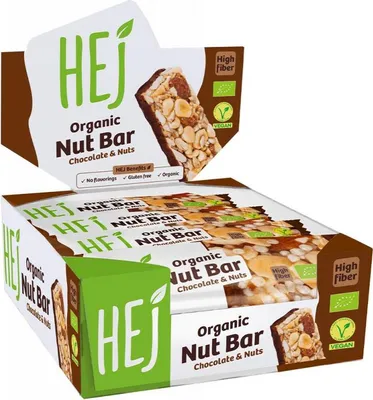 Produktbild von HEJ Natural Organic Nut Bar (12x40g) Chocolate & Nuts - Riegel - Energie-Riegel