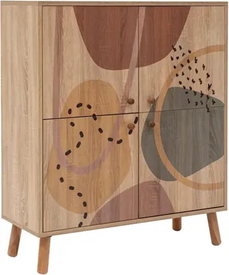 Immagine prodotto di Dmora Credenza Agyemang 36x95x111h cm Multicolore, Apertura Battente 4 Ante