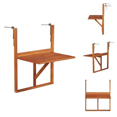 Immagine prodotto di vidaXL Tavolo da balcone sospeso 64,5x44x80 cm in legno massiccio di acacia - Tavoli da giardino