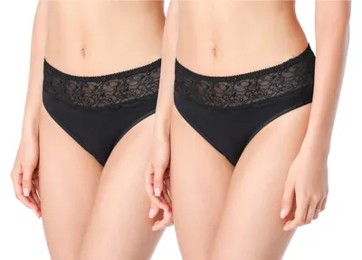 Produktbild von Bellivalini Damen Unterwäsche Unterhose aus Baumwolle Slip mit Spitze BLV50-196 (Schwarz, S )