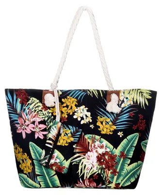 Produktbild von DonDon Strandtasche mit Reißverschluss, große Strandtasche XXL, Shopper für Damen – praktische Strandtasche als Umhängetasche für Damen für Strand und Meer – Cookinseln