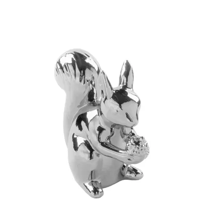 Produktbild von Fink RUDA, Eichhörnchen, Keramik, glatt, silber, L. 8.8 cm, B. 5 cm, H. 9 cm 129026