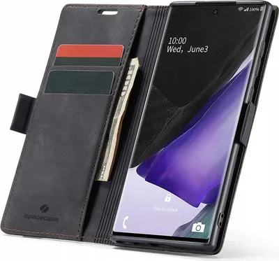 Image de Etui avec rabat pour téléphone SPACECASE Portefeuille pour Galaxy Note 20 Noir