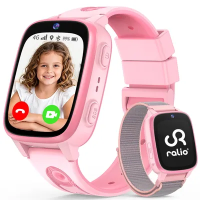 Produktbild von Ralio R5 Go 4G Smartwatch Kinder mit SIM-Karte, Videoanrufe & SOS-Taste, GPS-Tracker für Kinder, Schulmodus, Geschenke für Jungen und Mädchen, Rosa