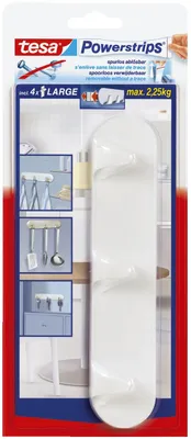 Produktbild von TESA 58094, Drinnen, Universalhaken, Weiß, Klebestreifen, Glas, Fliesen & Metall, 1 Stück(e)
