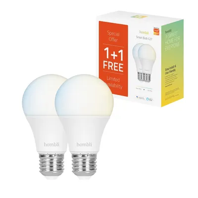 Obrázek produktu pro Hombli Smart Bulb E27, Chytrá žárovka, Wi-Fi, Bílá, LED, Plast, E27