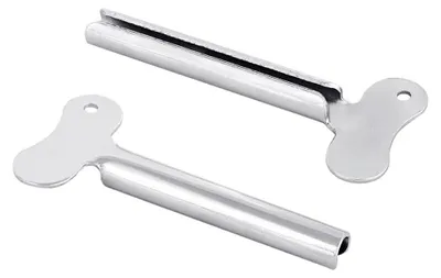 Produktbild von 2 silberne Metall-Tubenquetscher für Zahnpasta und Haarfärbemittel