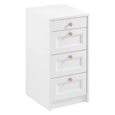 Produktbild von AX LIVING Weiße kleine Kommode Raiane K4SW Mini Kommode Schubladen 40