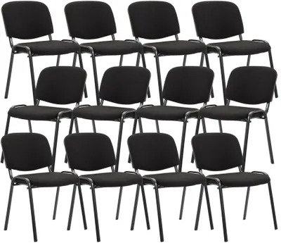 Produktbild von CLP 12er Set Besucherstuhl Ken Stoff stapelbar und mit gepolsterter Rückenlehne schwarz