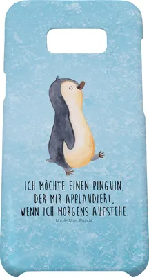 Produktbild von Mr. & Mrs. Panda Samsung Galaxy S8 plus Handyhülle  Pinguin marschieren - Eisblau - Geschenk, Pinguine, Cover, Unausgeschlafen, Hülle, Spazieren, Aufstehen, Handy Case