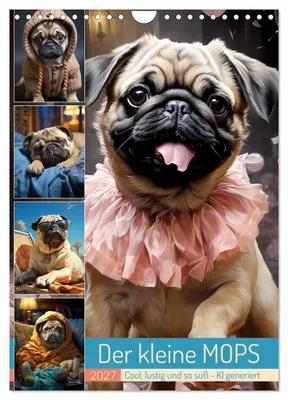 Produktbild von Der kleine Mops (Wandkalender 2027 DIN A4 hoch), CALVENDO Monatskalender