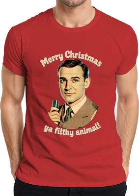 Produktbild von Merry Christmas ya filthy animal lustig Weihnachten Weihnachtsfilm Herren T-Shirt, Rot, XL