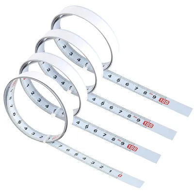 Image de Lot de 4 rubans métriques adhésifs, 1 mètre, 3 spécifications, en acier au carbone durable, largeur de 13 mm