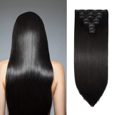 Immagine prodotto di Clip-in per extension di capelli naturali, 8 pezzi, 60 cm, color castano scuro