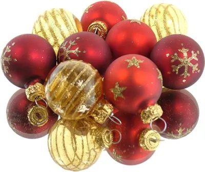 Produktbild von Christbaum-Micro-Kugeln Rot & Goldfarben 3er mix Ø 3 cm aus Glas - 9er Set