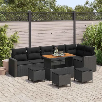 Immagine prodotto di vidaXL Set di divani da giardino 10 pezzi in polirattan nero