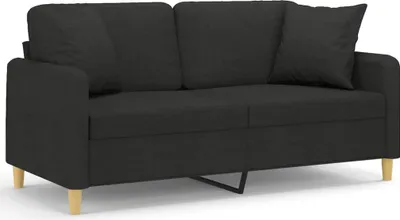 Produktbild von vidaXL 2-Sitzer-Sofa mit Zierkissen Schwarz 140 cm Stoff