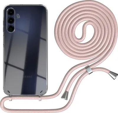 Produktbild von EAZY CASE Handykette kompatibel mit Samsung Galaxy A15, Handyhülle mit Umhängeband, Handykordel, Schutzhülle Clear, Band in Rosa