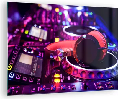 Produktbild von Bilder auf glas - DJ Disco Nachtclub Audio - 70x50cm - Glasbilder - Wandbilder - Kunstdruck - zum Aufhängen bereit - Wanddekoration aus Glas - Glas Bilder - Wandbild auf Glas - GAA70x50-2404