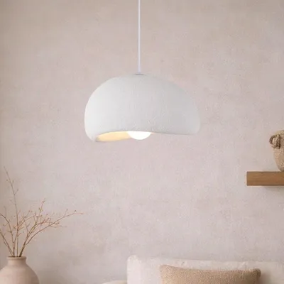 Produktbild von Milton & Oldbrook Japandi Hängelampe Ø 40 cm Tuzla Weiß Steinlook