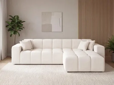 Produktbild von GrainGold Ecksofa L-Form Loopo Rechts- Moderne Ecksofa, Wohnzimmer Sofa - Eckcouch Creme (Komodo 10)