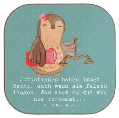 Produktbild von Mr. & Mrs. Panda Tassenuntersetzer Juristin Recht - Meeresbrise - Geschenk, Rechtsanwältin, Coaster, Tischschoner, Rechtsprechung, gläseruntersetzer, Juristinnen, Beruf