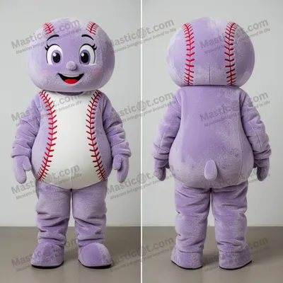 Image de Mascotte MASTICOT de balle de baseball en velours lavande