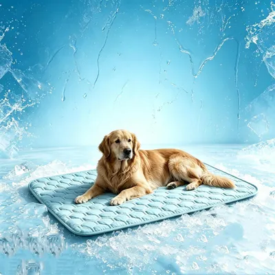 Immagine prodotto di Tappetino refrigerante per cani e gatti, colore blu, dimensioni L, 100 x 70 x 5 cm