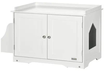 Zdjęcie produktu dla domek dla kota - mały domek dla kota - kuweta dla kota - mebel na kuwetę - szafka na kuwetę - białe płyty MDF
