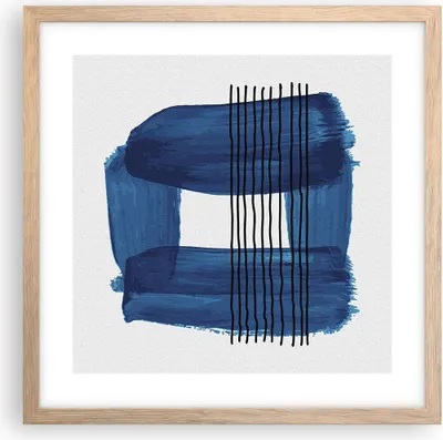 Produktbild von Gerahmtes Poster - Rahmen in heller Eiche - Abstraktion Aquarell Blau - 40x40 cm - Wand Bild - Wanddeko - Wandbilder - Wandposter - Bilderrahmen - Bilder - Kunstdruck - Wandbild - P2NAC40x40-4223