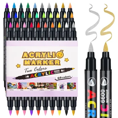 Image de Marqueurs acryliques pour peinture avec 60 couleurs