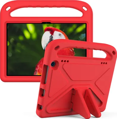 Produktbild von Hülle für Amazon Fire HD 8 / Fire HD 8 Plus 2020/2022, Leichte Stoßfeste Eva Kinder Schutzhülle mit Griff und Faltbarem Ständer Rot
