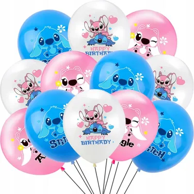 Produktbild von Balon Stitch, Geburtstagsballons, Set mit 12 Ballons, "Happy Birthday"