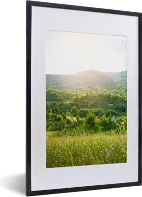 Produktbild von MuchoWow® Gerahmtes Poster Wald - Landschaft - Sonne - Natur - Sonnenaufgang 40x60 cm - Poster mit Schwarzem Bilderrahmen Wandposter Rahmen Foto Bilder - Poster in Rahmen