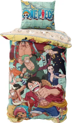 Produktbild von Bettwäsche One Piece Anime, Ruffy und seine Piratencrew 135x200 + 80x80 cm