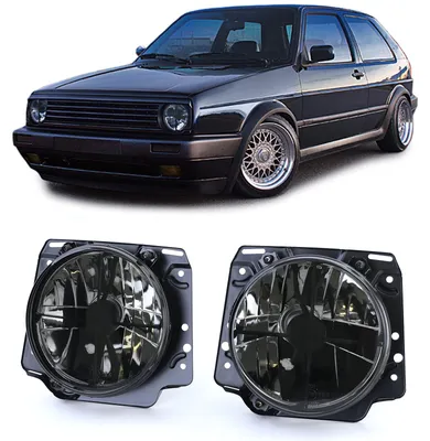 Obrázek produktu pro Světlomety, levé a pravé, H4, černé, s kouřovým sklem, pro Volkswagen Golf 2, rok výroby 1983-1991
