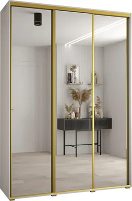 Produktbild von MEBLE KRYSPOL Davos 2 Schrank, drei Türen - 235,2x180x45 cm - Weiß Weiß Gold