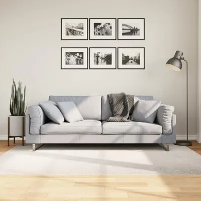 Produktbild von Kurzflorteppich 140 x 200 cm in Creme – weicher Teppich für das Wohnzimmer im skandinavischen Design mit geometrischer 3D-Struktur für Schlafzimmer und Flur