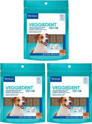 Produktbild von Virbac Veggiedent Fresh - natürliche Kauartikel für Hunde mit FR3SH-Technologie in Größe S, 15 Stück pro Packung (3-er pack)
