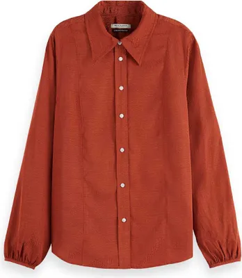 Produktbild von Scotch & Soda Viscose Jacquard Langarmhemd Orange 38 Frau Orange 38