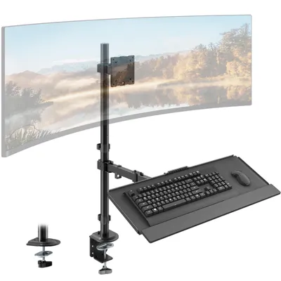 Produktbild von Monitor Halterung Sitz-Steh für 49 Zoll Monitor bis 20 kg, mit Tastaturablage 65,5 x 24,2 cm bis 9 kg, VESA 75x75/100x100