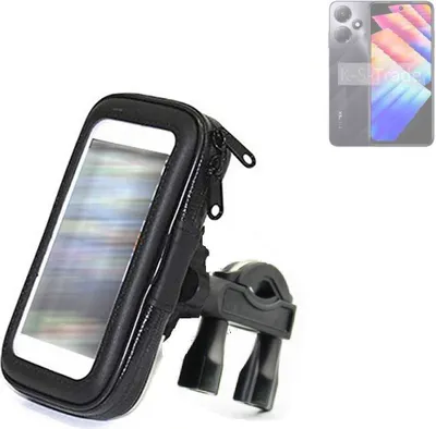 Produktbild von K-S-Trade Fahrrad-Halterung kompatibel mit Infinix Hot 30 Play Handy-Halterung Halter Lenkstange Fahrradhalterung Motorrad Bike Mount Wasserabweisend