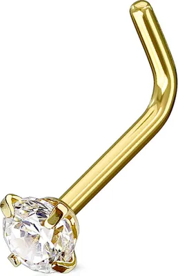 Produktbild von Nasenpiercing Stecker Nasenstecker Stift Nasen Piercing gebogen Zirkonia Kristall L-Form gold-klar 1 mm