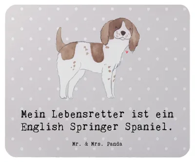 Produktbild von Mr. & Mrs. Panda Mousepad English Springer Spaniel Lebensretter - Grau Pastell - Geschenk, pc, Mouse Pad, Mauspad, computer, laptop
