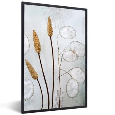 Produktbild von MuchoWow® Gerahmtes Poster Stilleben - Trockenblumen - Natur 60x90 cm - Poster mit Schwarzem Bilderrahmen Wandposter Rahmen Foto Bilder - Kunst