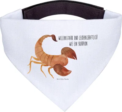 Produktbild von Mr. & Mrs. Panda Halstuch Sternzeichen Skorpion - Weiß - Geschenk, Skorpione, Geburtstag Oktober, Hundehalstuch, November, Hunde, Hund, Tuch, Für