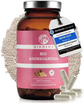 Produktbild von QIDOSHA Ashwagandha Kapseln, hochdosiert, 1500 mg je Tagesportion, 240 Stück